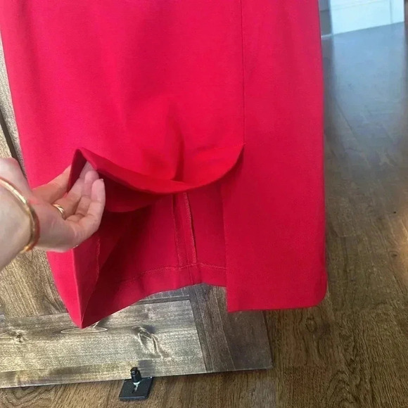 CACHE Size 4 Womens Red Back Zip Stretch A-Line Wrap Knitted Mini Skirt - Picture 4 of 5